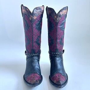 Old Gringo Inese Studded Embroidered Boots Style L1000-4 Size 9 Magenta Black